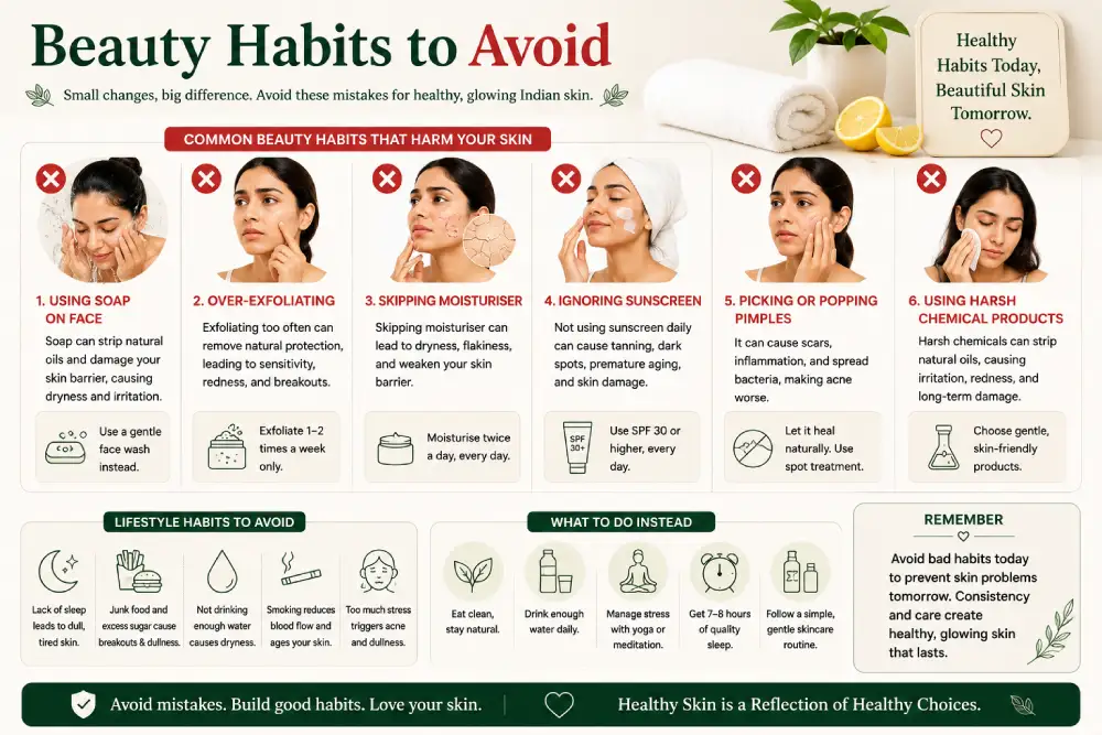 Common beauty habits to avoid for Indian skin — skincare mistakes guide