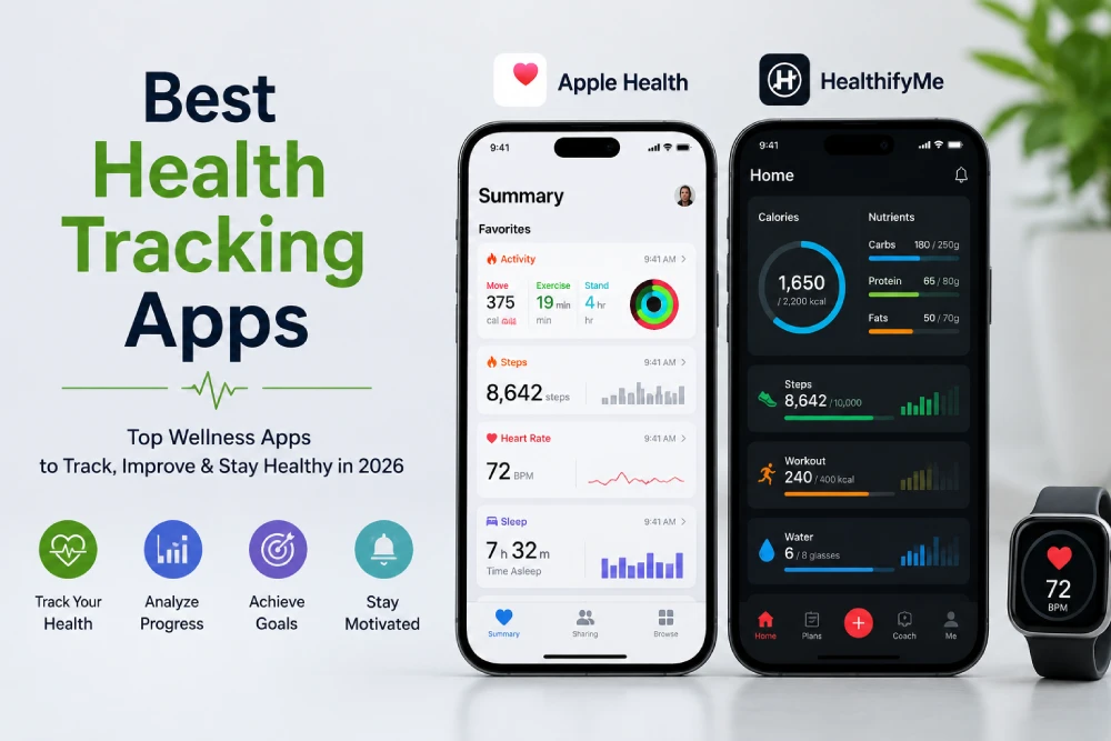Best health tracking apps displayed on smartphones in 2026