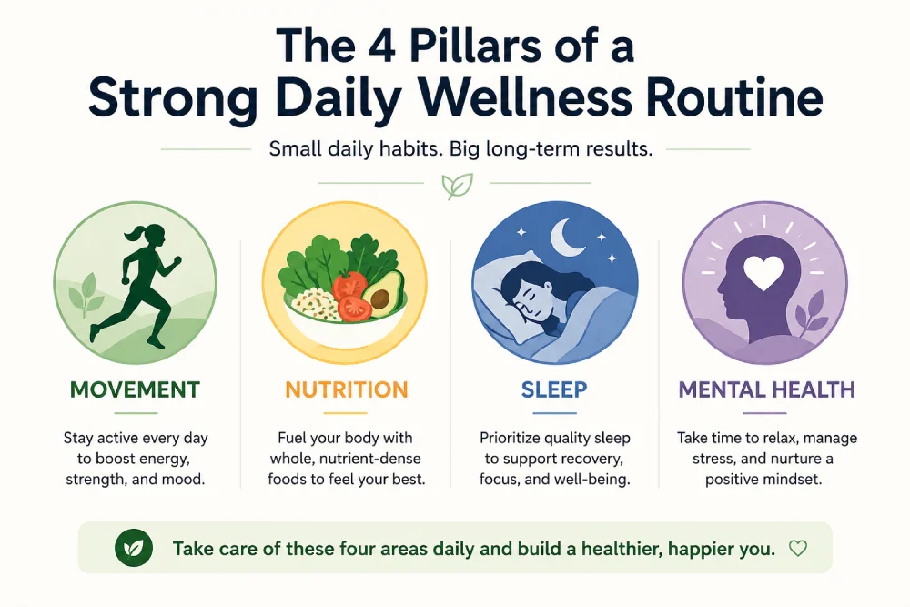 four pillars wellness routine infographic