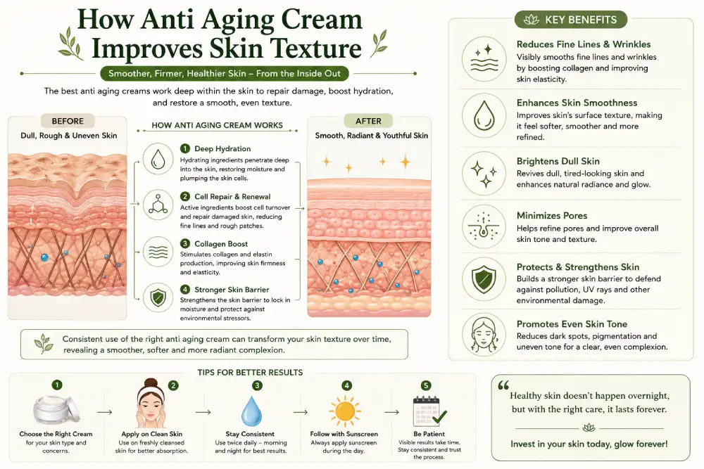 How anti aging cream improves skin texture and reduces fine lines