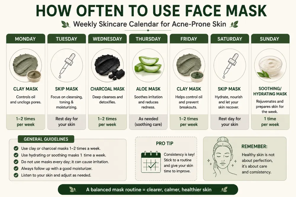 How often to use face mask for acne-prone skin weekly schedule