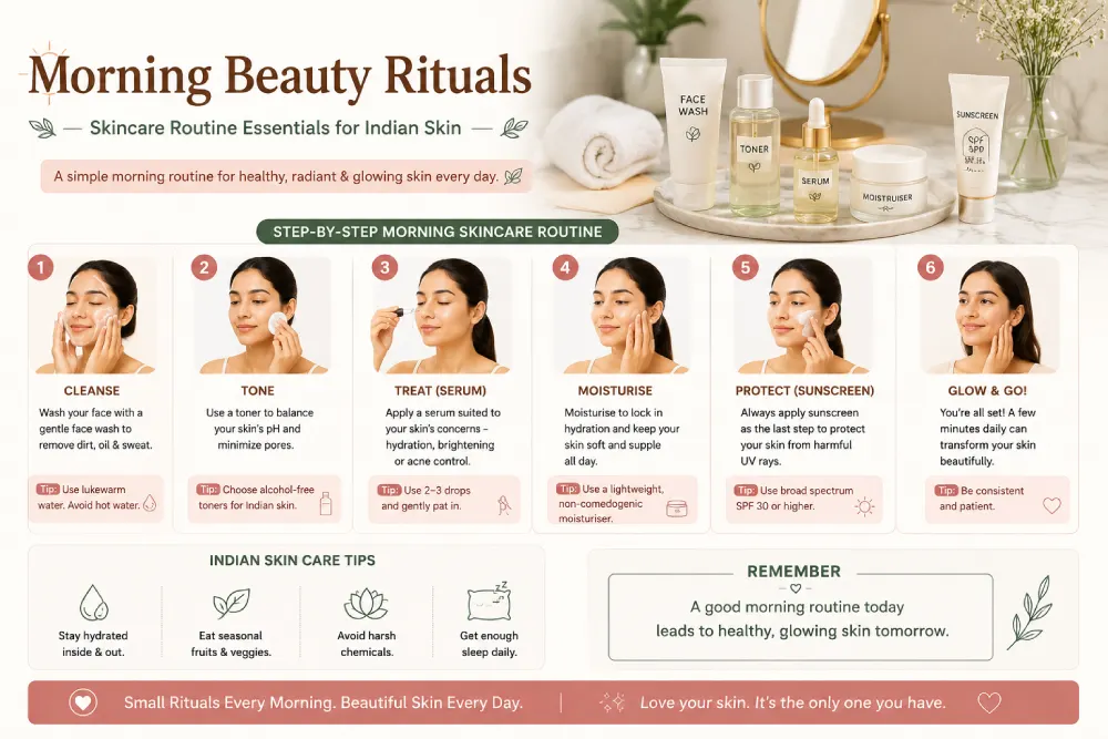 Morning beauty rituals — skincare routine essentials for Indian skin