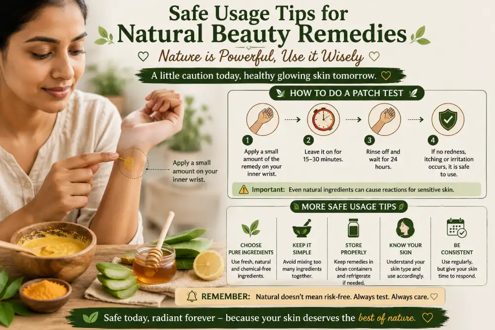 Patch test being performed on inner wrist before using a natural beauty remedy — safe DIY skincare practice
