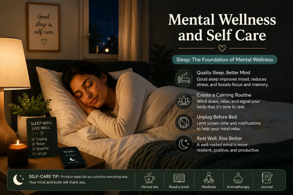sleep self care mental health routine