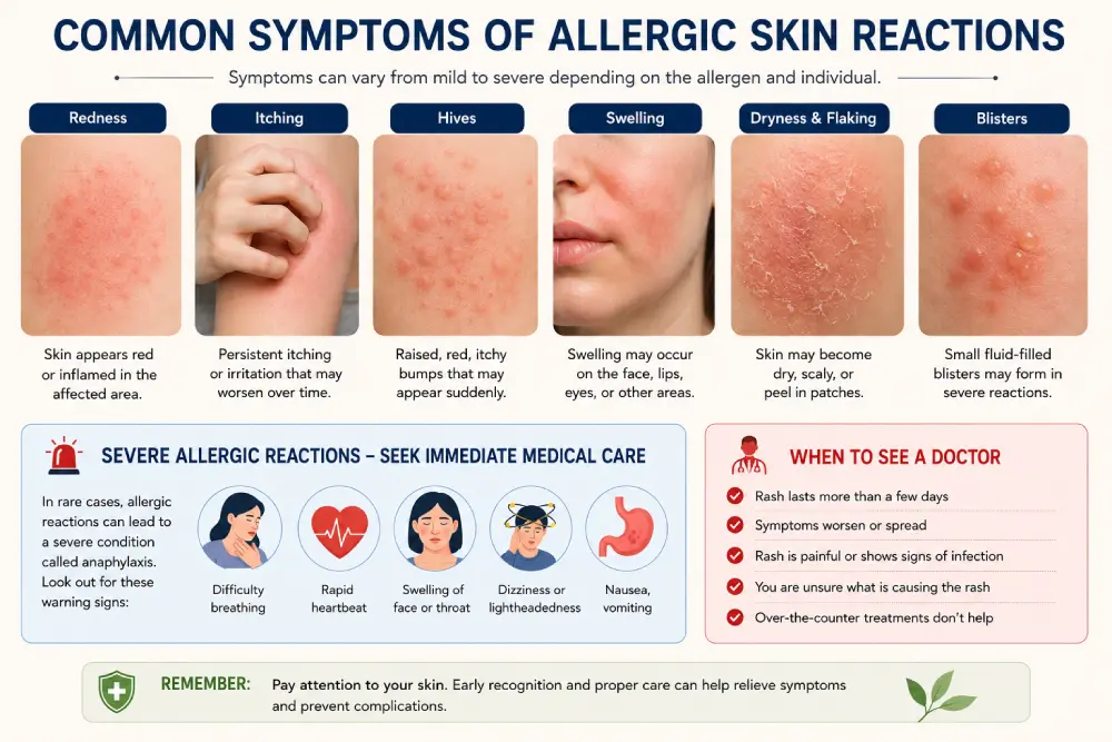 Symptoms of allergic skin reaction