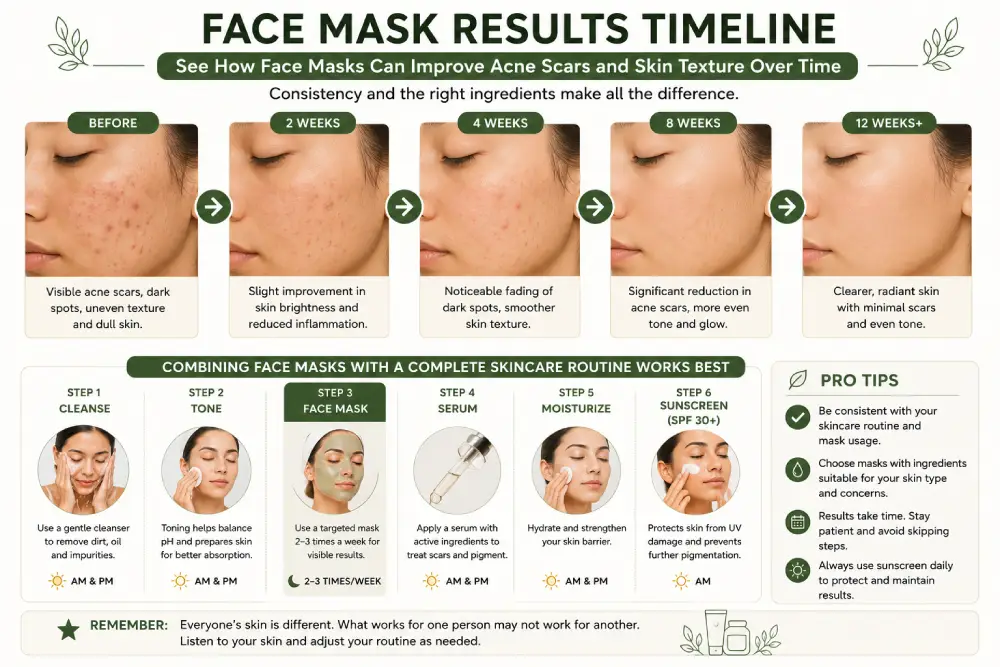 Face mask results timeline for acne scars