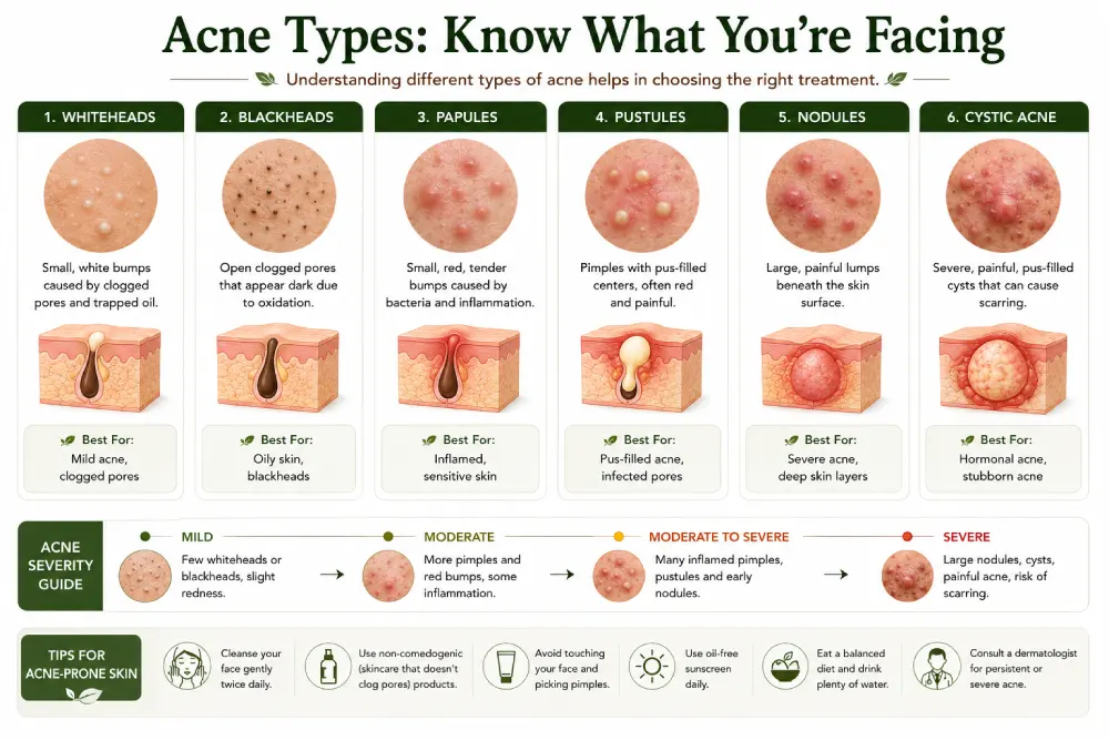 diagram showing different types of acne