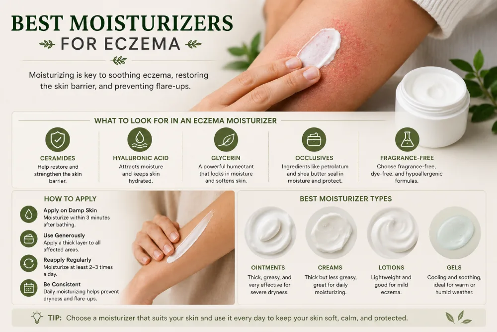Thick ointment being applied to damp skin post-shower