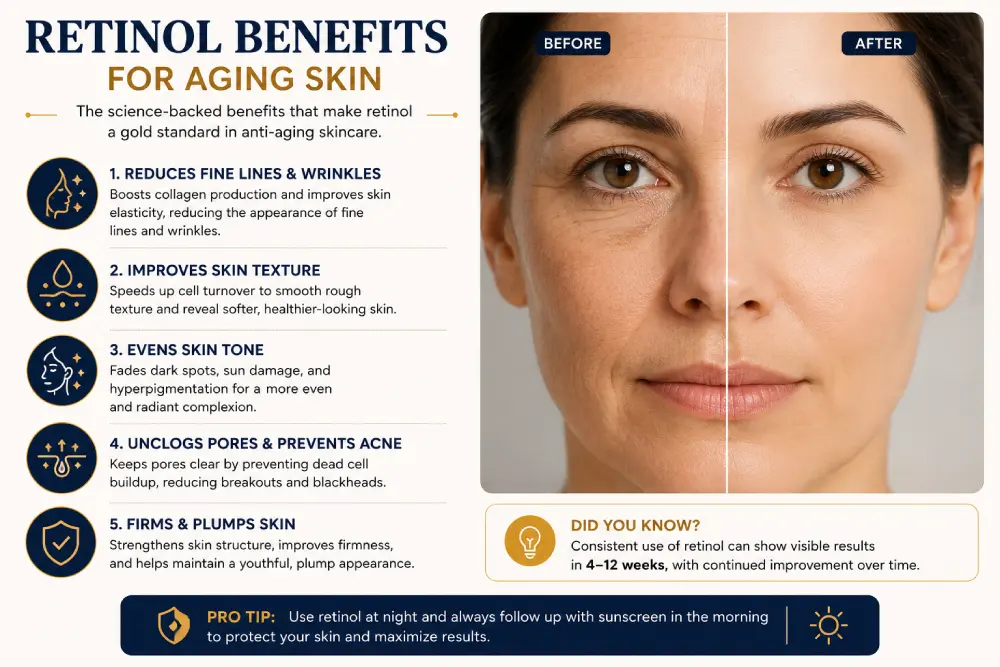 Benefits of retinol for aging skin texture