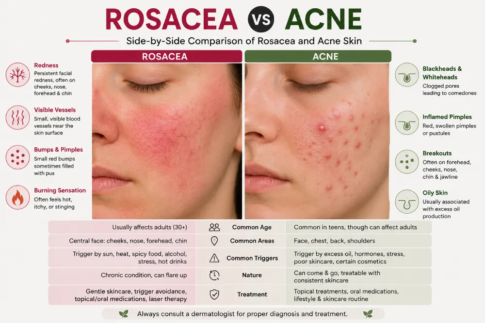 rosacea vs acne comparisn