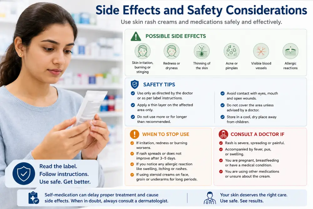 Side effects and safety considerations for skin rash creams and medications India