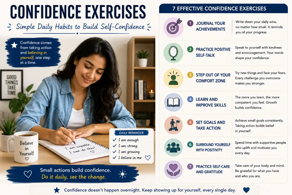 Confidence exercises including an evidence file journal