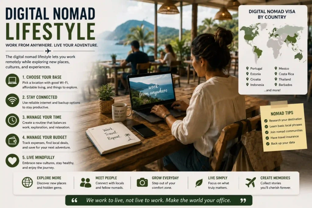 Digital nomad working from a coworking space