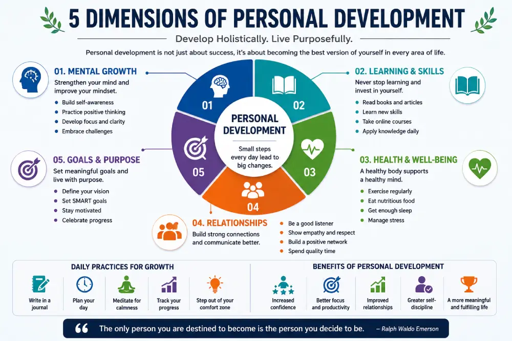 Five dimensions of personal development infographic