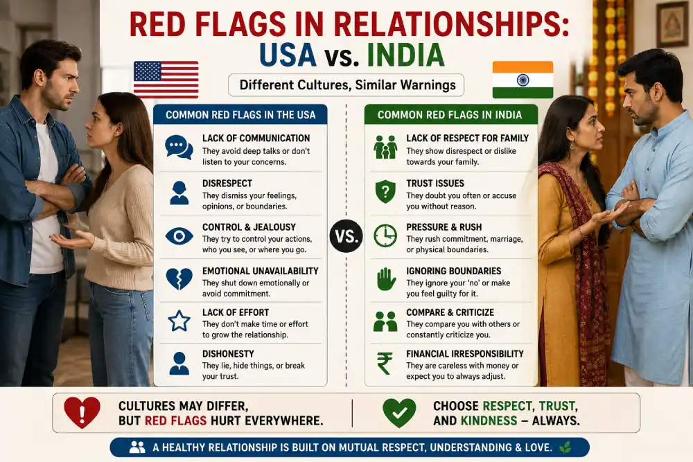 Cultural comparison of how relationship red flags appear in the USA and India