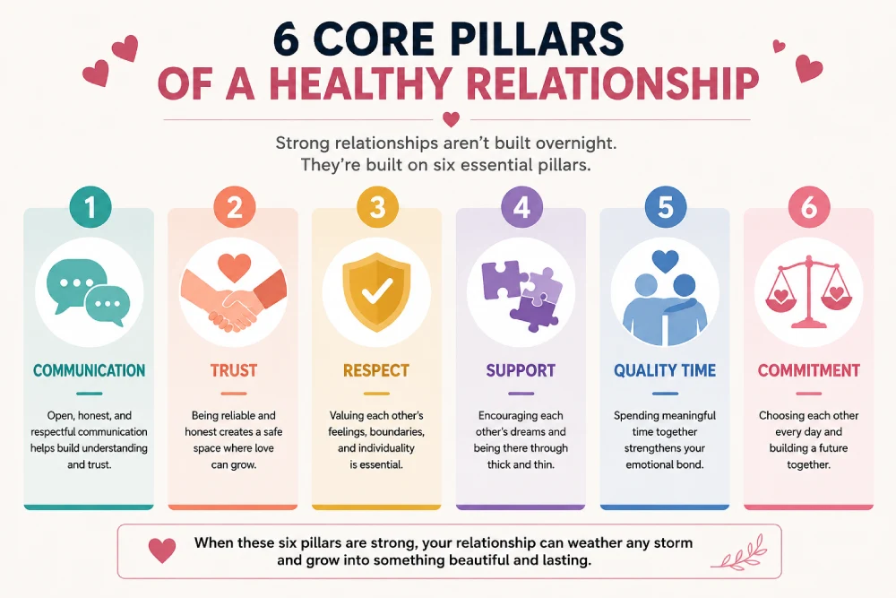 Infographic showing the core pillars of a healthy relationship