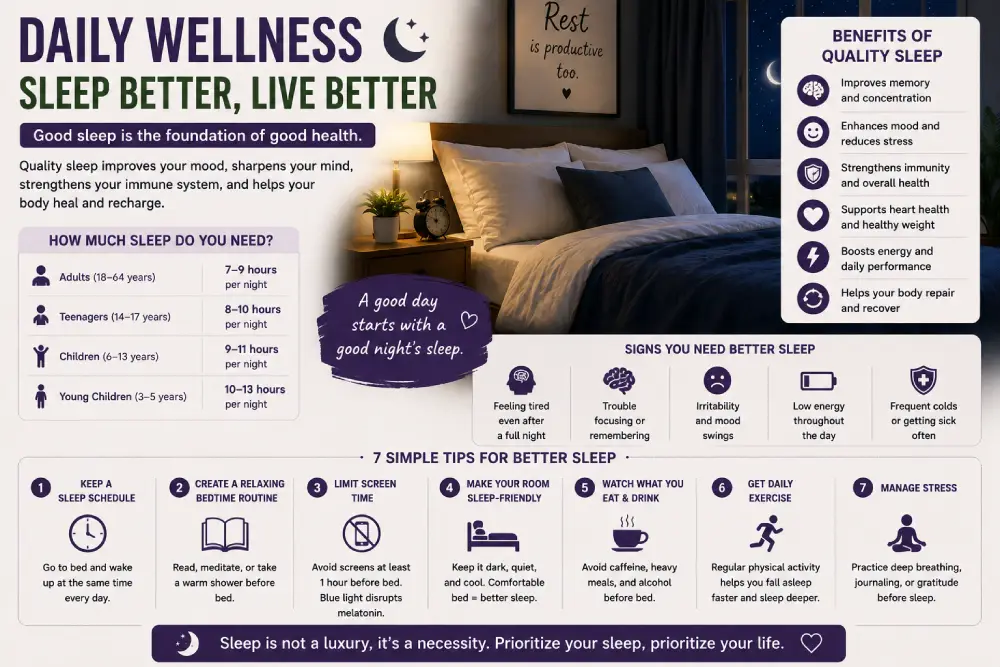 Sleep wellness wind-down routine chart