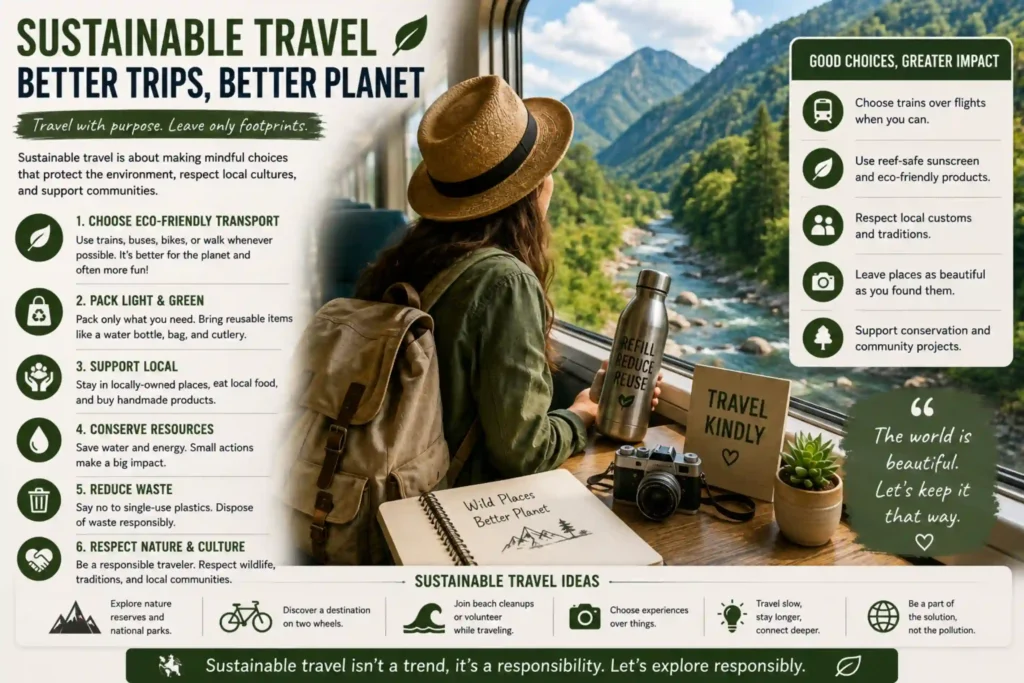 Sustainable travel choices like train transport