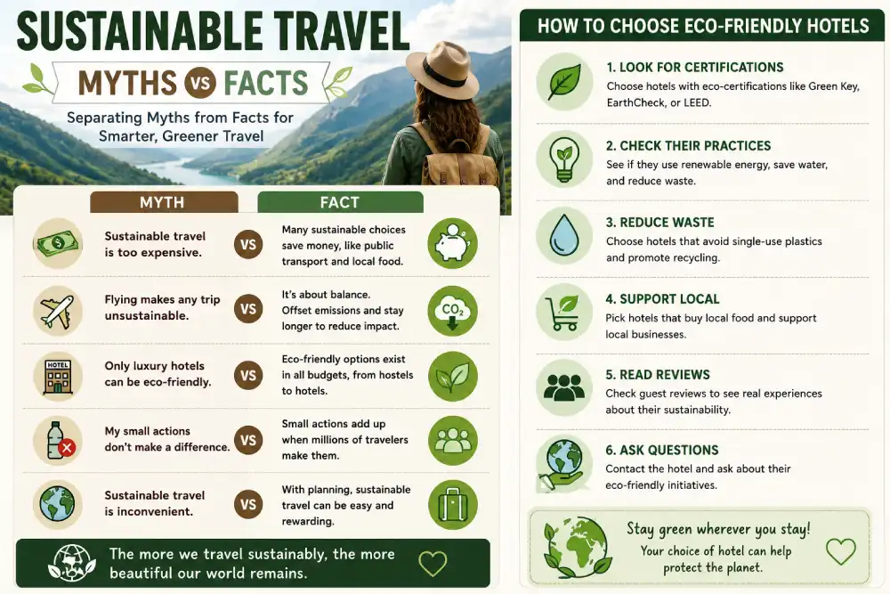 Myth versus fact graphic about sustainable travel