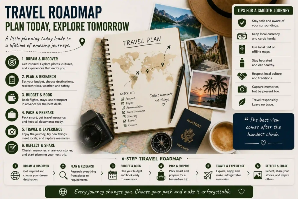 Traveler planning their personal travel lifestyle roadmap