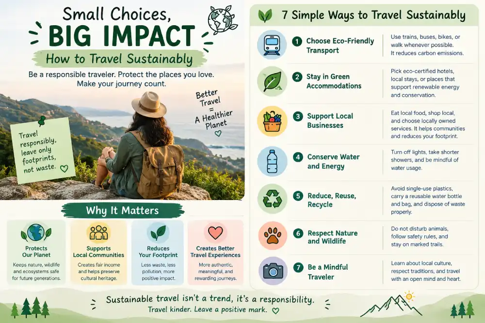 Comparison of busy tourism versus slow, sustainable travel in 2026
