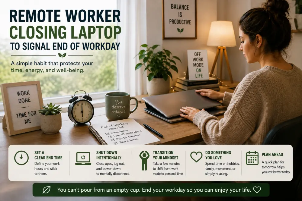 Morning routine setup supporting a consistent work from home schedule