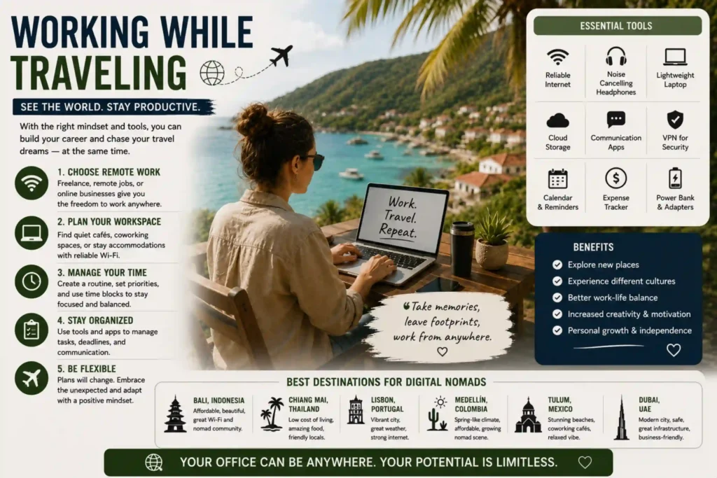 Remote worker on a call while traveling