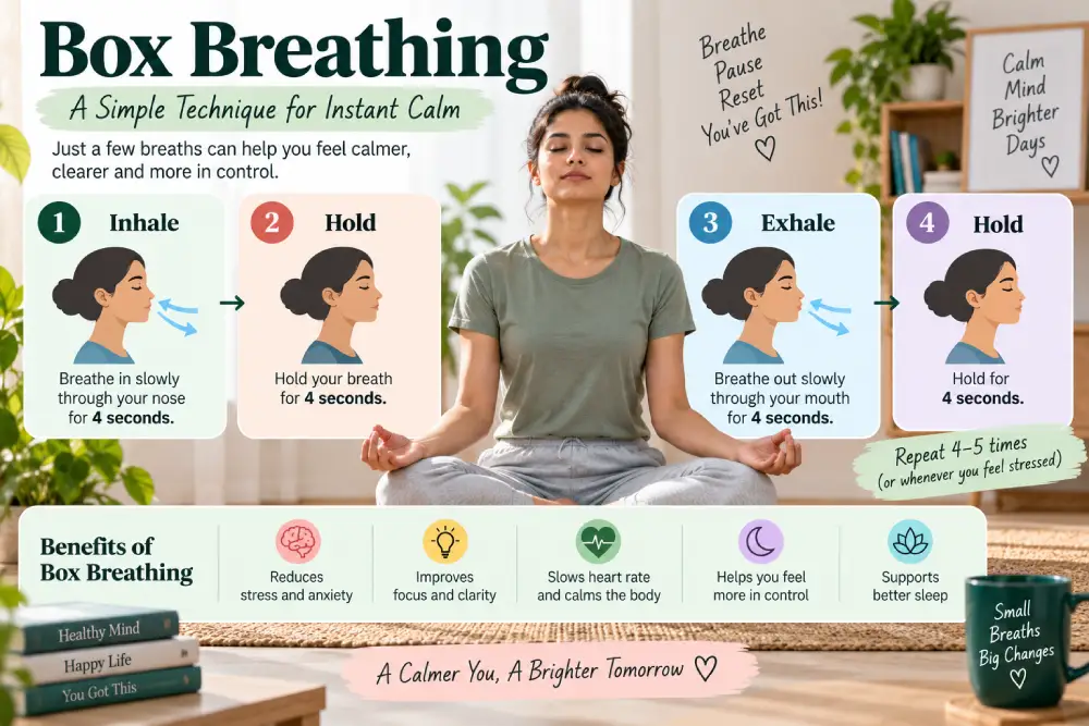 box breathing technique diagram for stress
