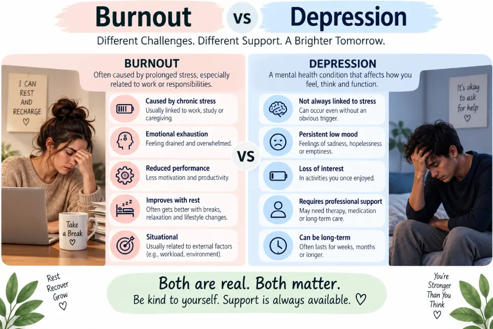 burnout vs depression comparison chart