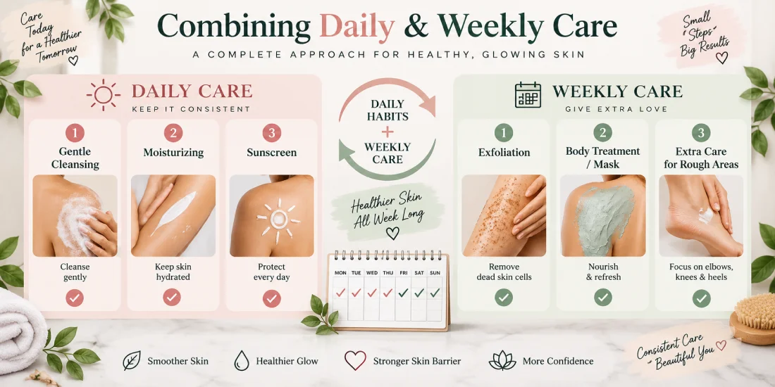 Combining daily and weekly body care habits