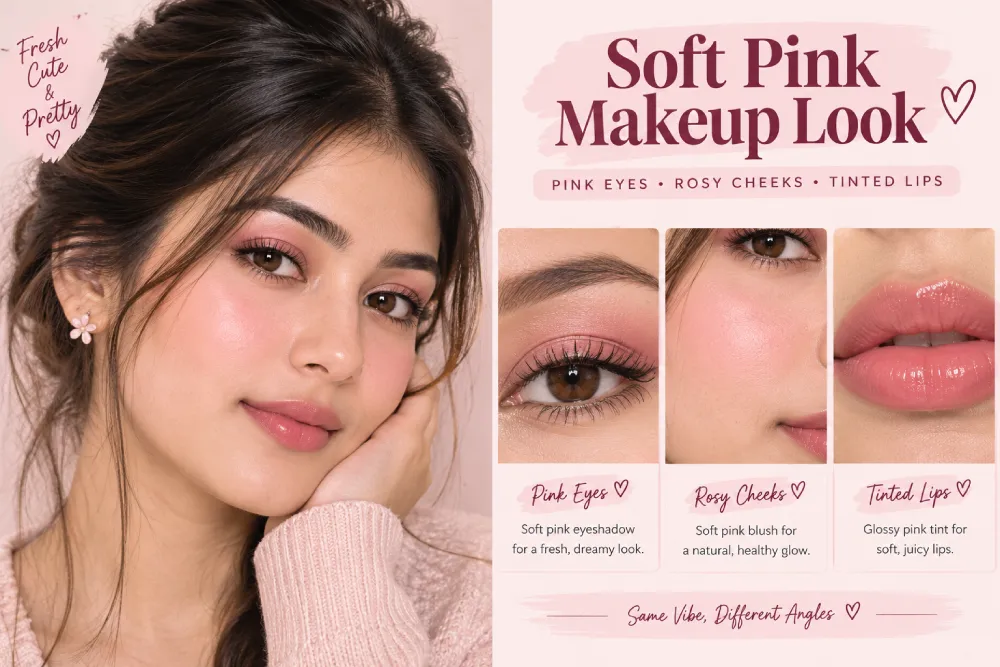 soft pink blush and lip combination for a fresh cute makeup look