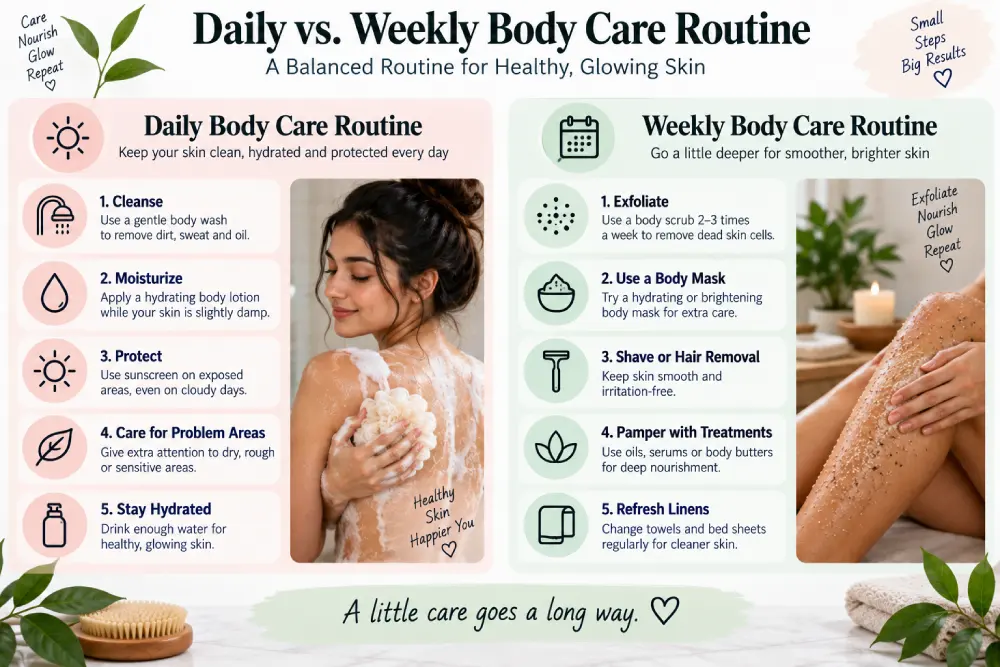 Daily versus weekly body care routine schedule chart