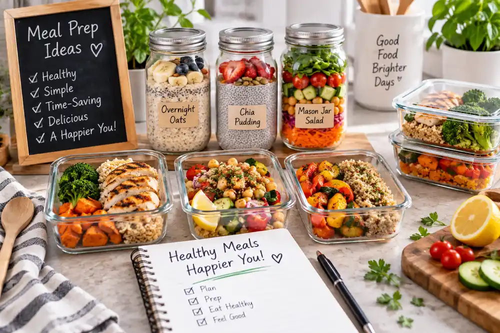 Easy meal prep ideas mason jar salad and oats