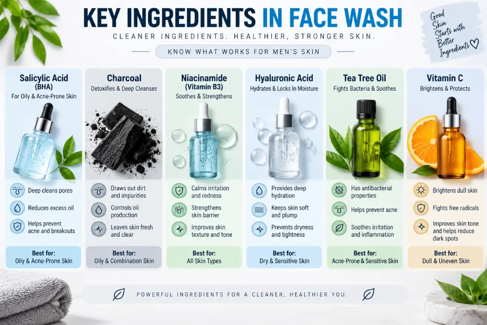 Best face wash ingredients for men's skin