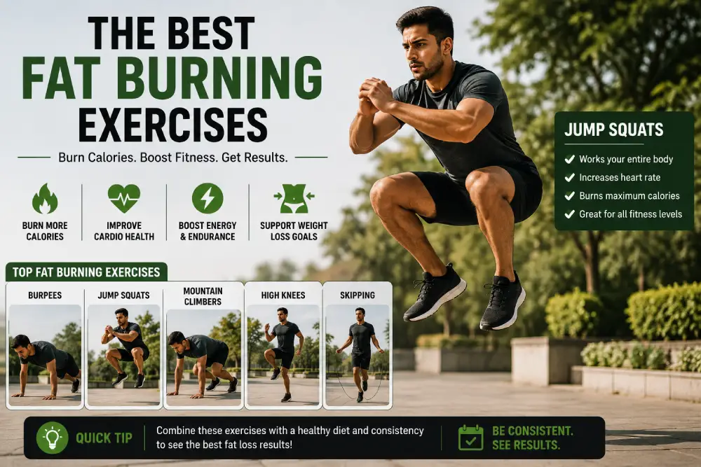 Person performing a fat burning exercise like a jump squat