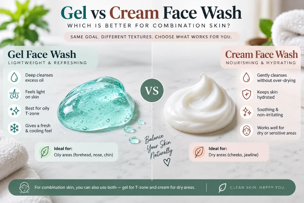Gel vs cream face wash for combination skin