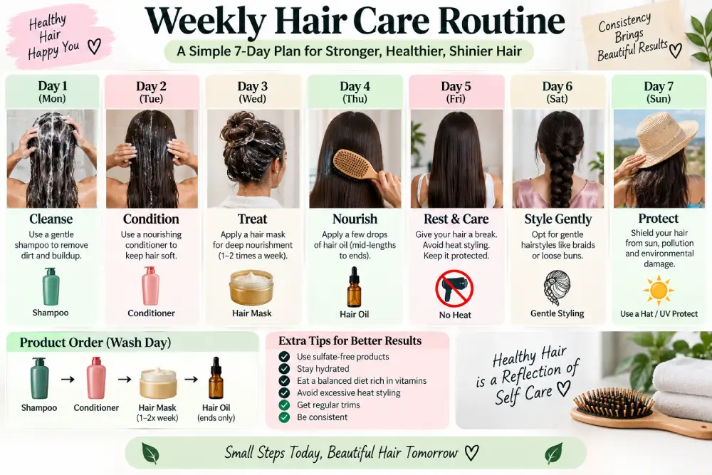 weekly hair care routine framework and product order