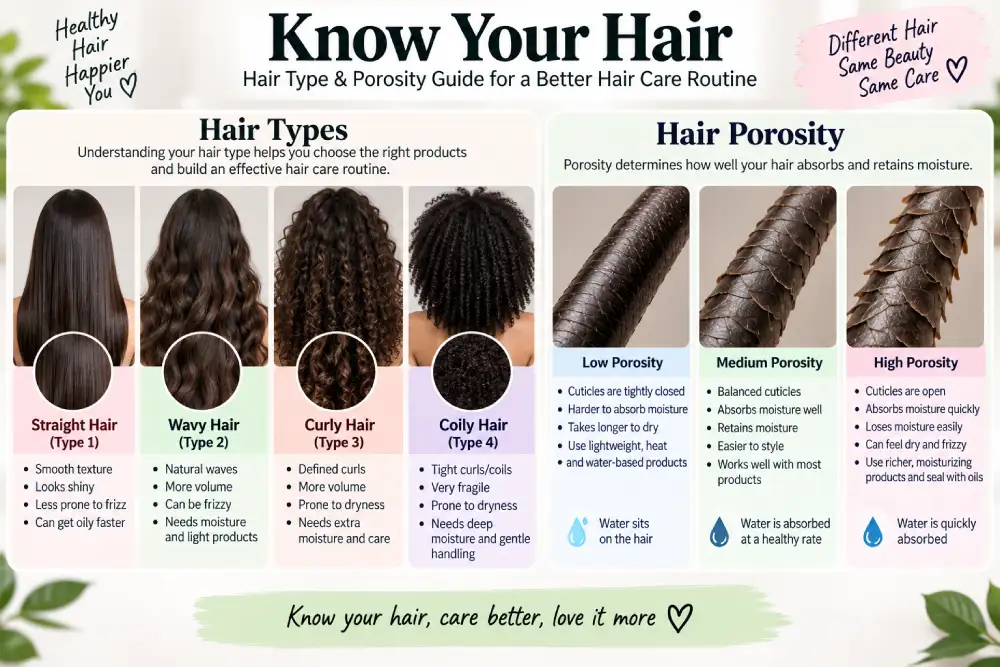 hair type and porosity chart for building a hair care routine