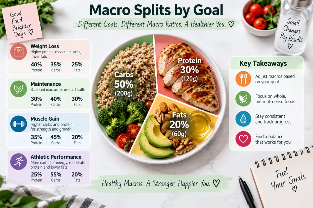 Macro split percentages for fat loss and muscle gain