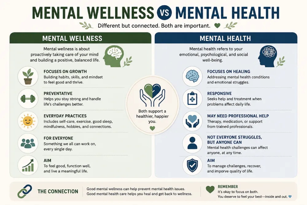 mental wellness vs mental health comparison chart