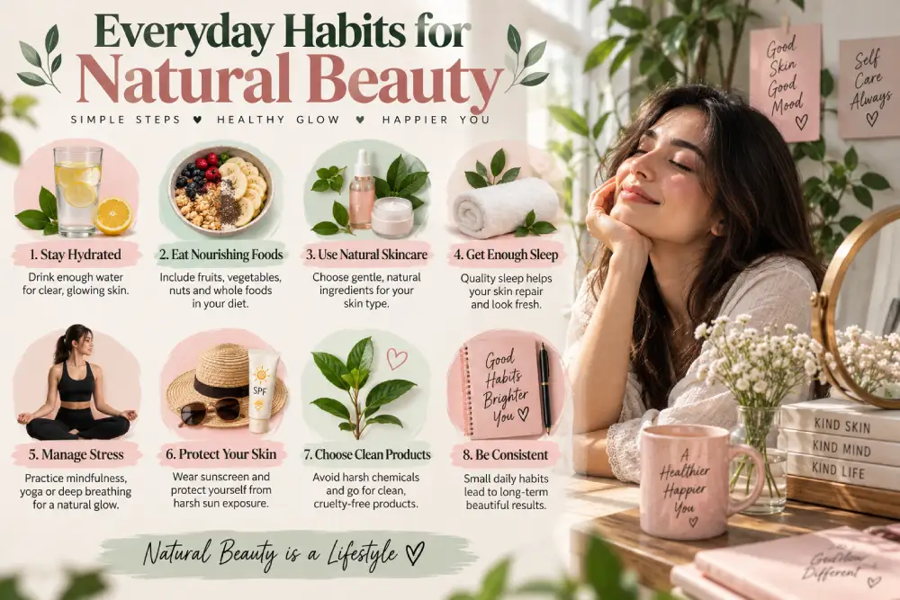 Everyday natural beauty habits like hydration and SPF