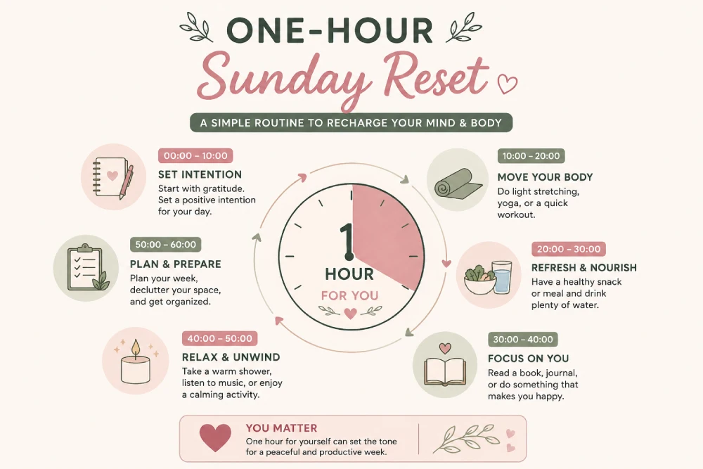 One hour Sunday reset routine for busy people