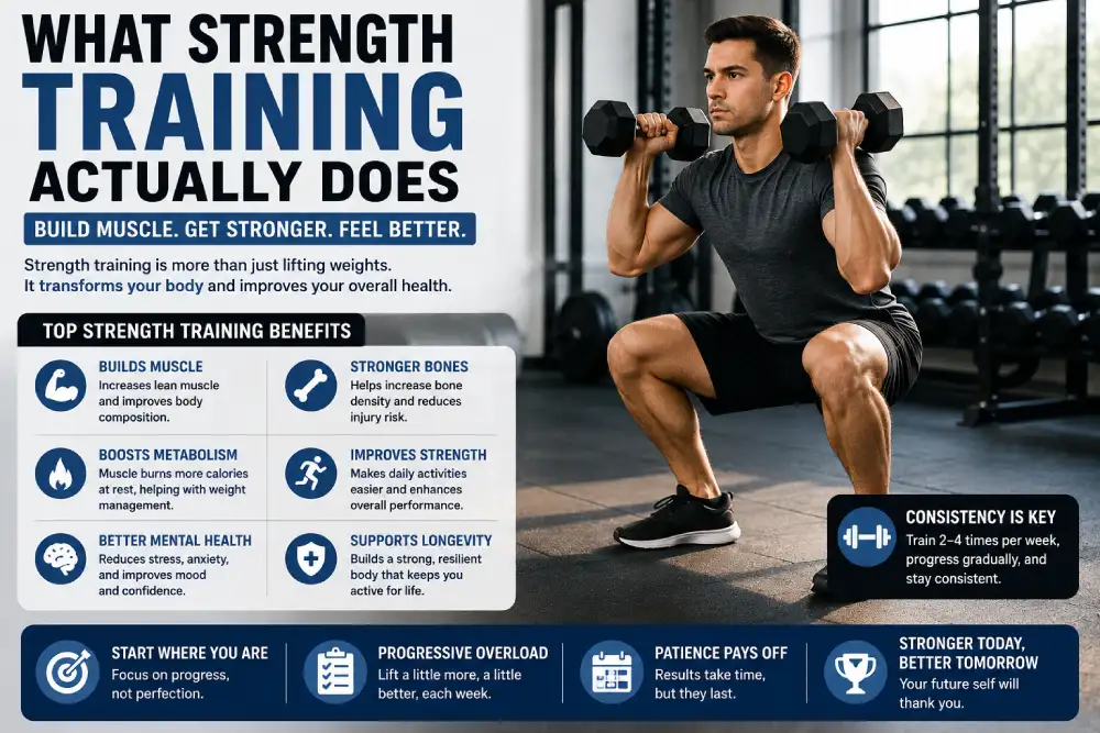 Person performing strength training to build muscle and bone densit