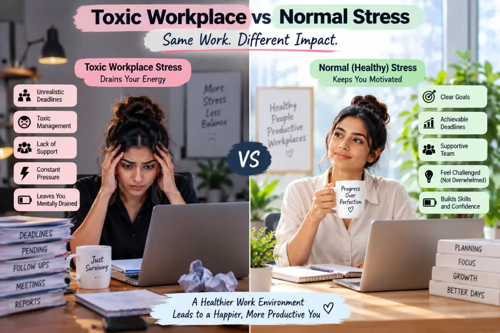 toxic workplace stress vs normal job pressure comparison