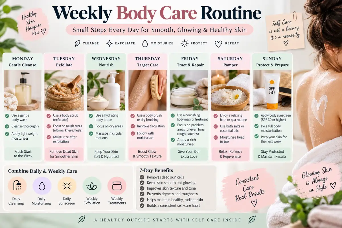 Weekly Body Care Routine for Smooth, Healthy & Glowing Skin